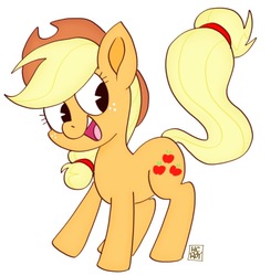 Size: 646x660 | Tagged: safe, artist:hc-artz, applejack, earth pony, pony, g4, applejack's hat, cowboy hat, female, hat, simple background, smiling, solo, white background