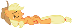 Size: 10929x4272 | Tagged: safe, artist:estories, applejack, earth pony, pony, g4, absurd resolution, eyes closed, female, lying down, mare, on back, open mouth, simple background, solo, transparent background, vector