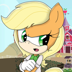 Size: 699x700 | Tagged: safe, artist:sanddy273, applejack, earth pony, anthro, g4, female, solo, sonic the hedgehog (series), sonicified