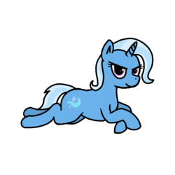 Size: 1000x1000 | Tagged: safe, alternate version, artist:skelmach, part of a set, trixie, pony, unicorn, g4, female, looking at you, prone, simple background, solo, white background
