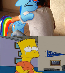 Size: 1020x1152 | Tagged: safe, artist:brandonale, rainbow dash, human, pegasus, pony, fanfic:my little dashie, g4, bart simpson, crossover, irl, irl human, male, photo, the simpsons