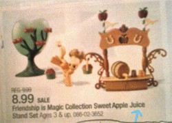 Size: 960x690 | Tagged: safe, applejack, earth pony, pony, g4, advertisement, apple tree, female, irl, juice, photo, toy, tree