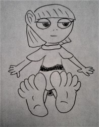 Size: 750x958 | Tagged: safe, artist:dex stewart, maud pie, earth pony, anthro, g4, barefoot, feet, fetish, foot fetish, monochrome, toes