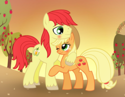 Size: 1865x1441 | Tagged: safe, artist:darbypop1, applejack, bright mac, earth pony, pony, g4, base used, father and daughter, father's day, female, hug, male, older, reunion