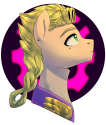 Size: 2000x2356 | Tagged: safe, artist:tigra0118, pony, anime, bust, crossover, giorno giovanna, high res, jojo's bizarre adventure, looking up, ponified, portrait, solo