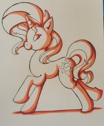 Size: 2540x3089 | Tagged: safe, artist:ksapphire8989, sunset shimmer, pony, unicorn, g4, female, high res, solo, traditional art