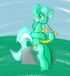 Size: 1000x1075 | Tagged: safe, artist:magello, lyra heartstrings, pony, unicorn, g4, female, lyre, simple background, solo