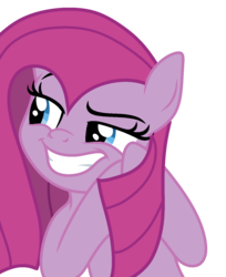 Size: 1100x1348 | Tagged: safe, artist:funfoxyt, pinkie pie, earth pony, pony, best gift ever, g4, faic, female, hooves together, just as planned, mare, pinkamena diane pie, rubbing hooves, simple background, smiling, solo, transparent background