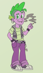 Size: 1610x2732 | Tagged: safe, artist:itoruna-the-platypus, spike, equestria girls, g4, cigarette, equestria girls-ified, green background, human spike, simple background