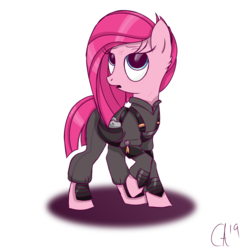 Size: 1984x1996 | Tagged: safe, artist:luxsimx, pinkie pie, earth pony, pony, g4, alternate hairstyle, alternate timeline, apinkalypse pie, clothes, crystal war timeline, ear fluff, female, mare, pinkamena diane pie, simple background, soldier, solo, transparent background, uniform