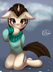 Size: 2480x3320 | Tagged: safe, artist:avery-valentine, oc, oc only, pony, unicorn, blushing, cute, cutie mark, high res, kneeling, looking at you, solo