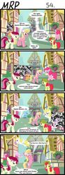 Size: 800x2153 | Tagged: safe, artist:umneem, apple bloom, lily, lily valley, pinkie pie, rarity, roseluck, surprise, sweetie belle, trixie, earth pony, pony, unicorn, comic:my rational pony, g4, comic, female, mare, painting, ponyville