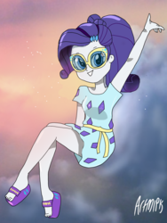 Size: 1800x2400 | Tagged: safe, artist:artmlpk, rarity, equestria girls, equestria girls specials, g4, my little pony equestria girls: better together, my little pony equestria girls: spring breakdown, cloud, cute, feet, female, glasses, looking at you, raribetes, solo