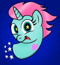 Size: 1024x1108 | Tagged: safe, artist:aleximusprime, pony, disembodied head, head, ponified, princess pony head, solo, star vs the forces of evil, starry eyes, wingding eyes