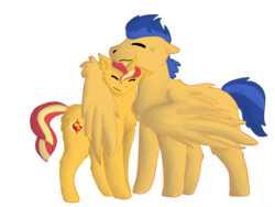 Size: 1024x768 | Tagged: safe, artist:demonfall, flash sentry, sunset shimmer, pony, g4, female, male, ship:flashimmer, shipping, straight