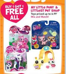 Size: 244x270 | Tagged: safe, pinkie pie, rarity, earth pony, pony, unicorn, g4, advertisement, crossover, littlest pet shop, toys r us