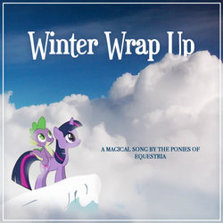 Size: 500x500 | Tagged: artist needed, safe, spike, twilight sparkle, dragon, pony, unicorn, g4, winter wrap up, album cover, cloud, cloudy, fake, text, unicorn twilight, winter wrap up song