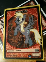 Size: 540x720 | Tagged: artist needed, safe, derpy hooves, goblin, pegasus, pony, g4, card, crossover, customized toy, irl, magic the gathering, photo, toy