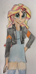 Size: 988x2016 | Tagged: safe, artist:captainedwardteague, sunset shimmer, equestria girls, g4, female, solo, traditional art