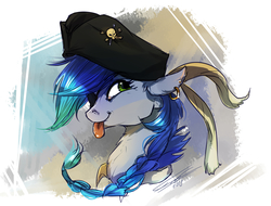 Size: 5250x4000 | Tagged: safe, artist:yummiestseven65, oc, oc only, oc:jay, pony, :p, bust, eyepatch, solo, tongue out