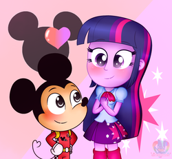 Size: 2276x2104 | Tagged: safe, artist:noreencreatesstuff, twilight sparkle, equestria girls, g4, crossover, crossover shipping, disney, female, high res, male, mickey mouse, mickey sparkle, shipping, straight, twilight sparkle (alicorn)