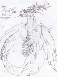 Size: 4766x6399 | Tagged: safe, artist:foxtrot3, oc, oc only, oc:achlys anarchy, draconequus, snake, chaos space marinenning, cosmic, glowing eyes, horns, smiling, smirk, solo, stars, wings