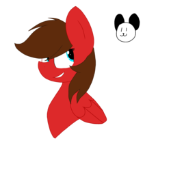 Size: 1378x1378 | Tagged: safe, artist:circuspaparazzi5678, oc, oc only, oc:panda dash, pegasus, pony, bust, red, simple background, solo, transparent background