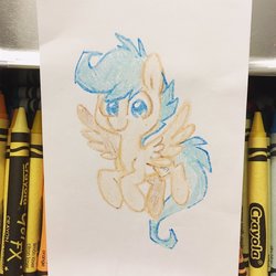 Size: 2048x2048 | Tagged: safe, artist:dawnfire, oc, oc only, pegasus, pony, crayon drawing, high res, solo, traditional art
