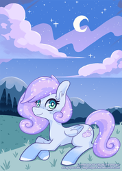Size: 641x900 | Tagged: safe, artist:jopiter, oc, oc only, pegasus, pony, cloud, cloudy, moon, solo