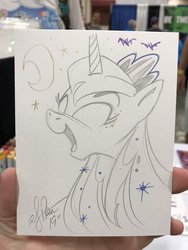 Size: 1536x2048 | Tagged: safe, artist:andypriceart, princess luna, alicorn, pony, g4, crescent moon, crown, eyes closed, female, jewelry, mare, moon, open mouth, pencil drawing, regalia, smiling, solo, traditional art