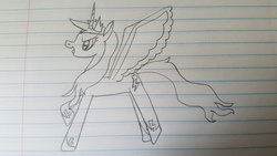 Size: 4032x2268 | Tagged: safe, artist:asiandra dash, rainbow dash, alicorn, pony, g4, alicornified, crown, hoof shoes, jewelry, lined paper, pencil drawing, race swap, rainbowcorn, regalia, traditional art