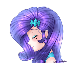 Size: 2400x2000 | Tagged: safe, alternate version, artist:melliedraws, rarity, human, g4, beauty mark, bust, eyes closed, eyeshadow, female, high res, humanized, makeup, portrait, simple background, solo, white background