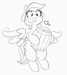 Size: 1280x1427 | Tagged: safe, artist:pabbley, rainbow dash, pegasus, pony, g4, 30 minute art challenge, barrel, cider, female, flying, happy, heart, solo