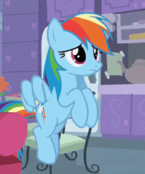 Size: 275x329 | Tagged: safe, screencap, rainbow dash, pegasus, pony, g4, non-compete clause, season 8, adorable distress, animated, cropped, cute, dashabetes, denied, dilated pupils, eye shimmer, female, floppy ears, flying, frown, gif, gritted teeth, levitation, looking at something, looking back, loop, magic, mare, offscreen character, pouting, reaching, sad, sadorable, solo focus, spread wings, telekinesis, trophy, underhoof, wide eyes, wings