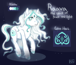 Size: 4538x3860 | Tagged: safe, artist:karamboll, earth pony, pony, avatar the last airbender, curly hair, glowing, invisible, long hair, magic, ponified, raava, reference sheet, solo, spirit, the legend of korra, white