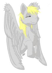 Size: 752x1063 | Tagged: safe, artist:dodj-e-cur, derpy hooves, pegasus, pony, g4, bust, chest fluff, eyes closed, female, mare, portrait, simple background, solo, white background