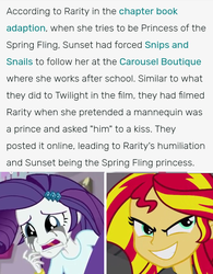 Size: 710x912 | Tagged: safe, screencap, rarity, snails, snips, sunset shimmer, dance magic, equestria girls, equestria girls specials, g4, my little pony equestria girls, abuse, equestria girls wiki, raribuse, sad, spring fling, text, through the mirror