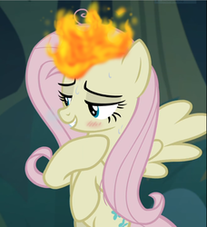 Size: 855x939 | Tagged: safe, edit, edited screencap, screencap, mean fluttershy, pony, g4, my little pony: friendship is magic, the mean 6, blushing, burning, clone, cropped, sweat