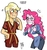 Size: 540x576 | Tagged: safe, artist:alegotica, applejack, pinkie pie, equestria girls, g4, avatar the last airbender, clothes, cosplay, costume, cute, female, katara, lesbian, ship:applepie, shipping, zuko, zutara