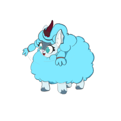 Size: 1538x1538 | Tagged: safe, artist:sshspike, oc, oc:frost flare, kirin, sheep, wooloo, cute, kirin oc, pigtails, pokémon, simple background, species swap, transparent background