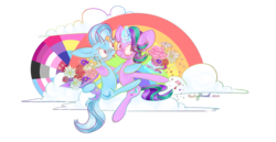 Size: 1920x990 | Tagged: safe, artist:twilightcomet, starlight glimmer, trixie, pony, unicorn, g4, bouquet, female, flower, glowing horn, horn, lesbian, magic, mare, ship:startrix, shipping, simple background, telekinesis, transparent background