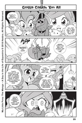 Size: 1066x1600 | Tagged: safe, artist:nekoshiei, seven seas, pinkie pie, princess celestia, princess luna, smarty pants, alicorn, duck, earth pony, pony, rabbit, g4, my little pony: the manga, my little pony: the manga volume 1, adorable face, alicorn princess, angry, animal, arcade, claw machine, crane game, cute, determined, dialogue, disappointed, female, gotta catch 'em all (mlp manga), happy, manga, manga style, mare, monochrome, official content, official preview, plushie, preview, promo, reference, smiling, speech bubble, starry eyes, super mare-io brothers, text, wingding eyes
