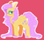 Size: 924x842 | Tagged: safe, artist:skeleshibe, fluttershy, pegasus, pony, g4, big ears, blushing, chest fluff, colored hooves, female, looking away, looking sideways, mare, outline, profile, red background, simple background, solo, standing, unshorn fetlocks, white outline, wings