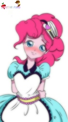 Size: 675x1200 | Tagged: safe, artist:joestarpon3, pinkie pie, equestria girls, g4, anime, arm behind back, blushing, clothes, cute, female, hands behind back, looking at you, server pinkie pie, solo