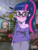 Size: 768x1024 | Tagged: safe, artist:artmlpk, sci-twi, twilight sparkle, human, equestria girls, g4, bedroom, blushing, breasts, clothes, cute, fanart, female, geode of telekinesis, looking at you, magical geodes, off shoulder, shoulderless, solo, stars, twiabetes