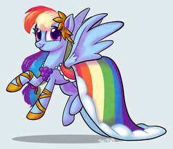 Size: 3619x3128 | Tagged: safe, artist:ohjeetorig, rainbow dash, pegasus, pony, g4, the best night ever, clothes, dress, female, gala dress, high res, mare, official fan art, rainbow dash's first gala dress, solo