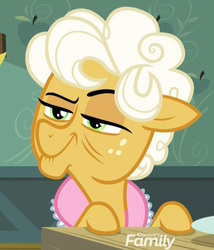 Size: 772x903 | Tagged: safe, screencap, goldie delicious, earth pony, pony, g4, going to seed, cropped, female, mare, raised eyebrow, sassy, shit eating grin, solo