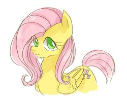 Size: 860x672 | Tagged: safe, artist:nota_mano, fluttershy, pegasus, pony, g4, cute, female, looking at you, mare, simple background, solo, white background