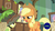 Size: 1600x900 | Tagged: safe, screencap, apple bloom, applejack, earth pony, pony, g4, going to seed, my little pony: friendship is magic, apple sisters, discovery family logo, door, duo, female, filly, foal, helmet, indoors, kitchen, leaves, mare, net, sink, stern, sticks, tv rating, tv-y, window