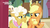 Size: 1600x900 | Tagged: safe, screencap, applejack, goldie delicious, earth pony, pony, g4, going to seed, my little pony: friendship is magic, discovery family logo, duo, female, mare, my little pony logo, raised hoof